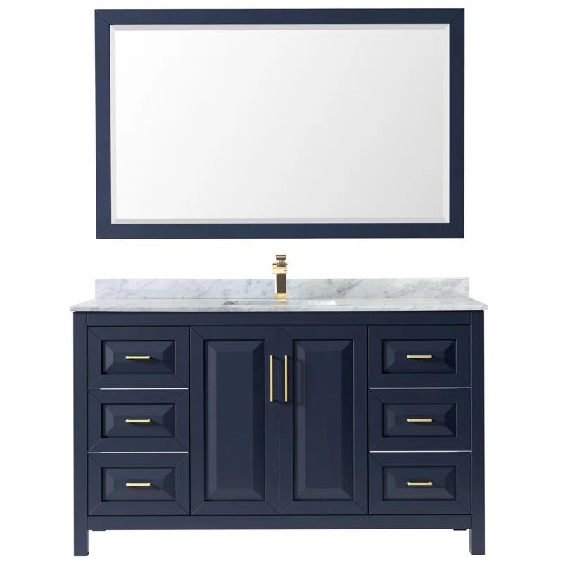 Wyndham Collection Daria 60'' Single Bathroom Vanity with Marble Top with Mirror
