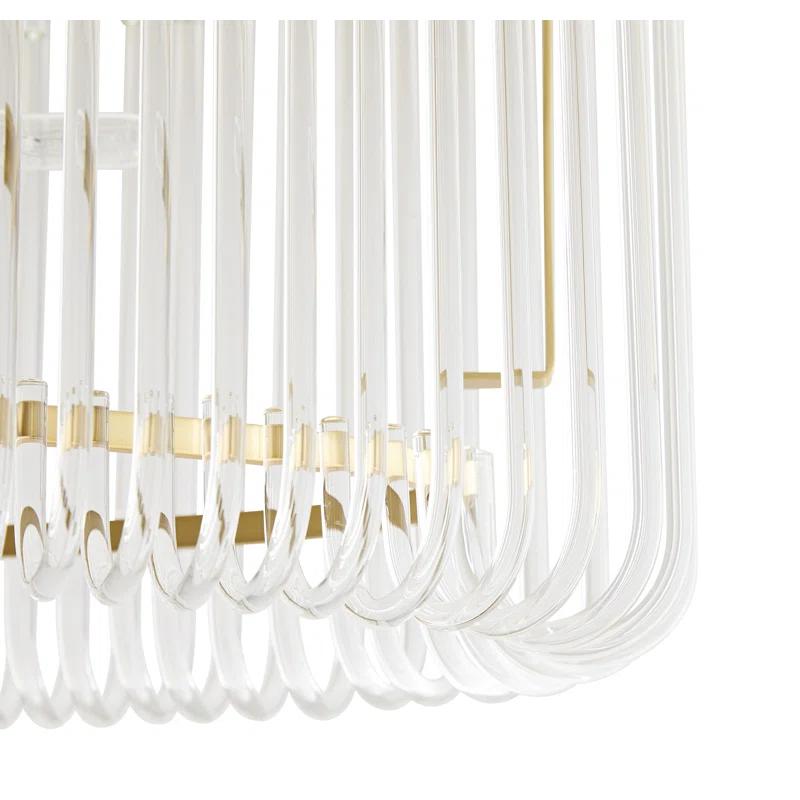 Antique Brass 12-Light Chandelier with Clear Glass