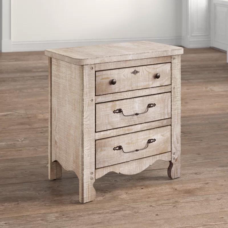 Chatsworth Traditional White 3-Drawer Nightstand with Bronze Hardware