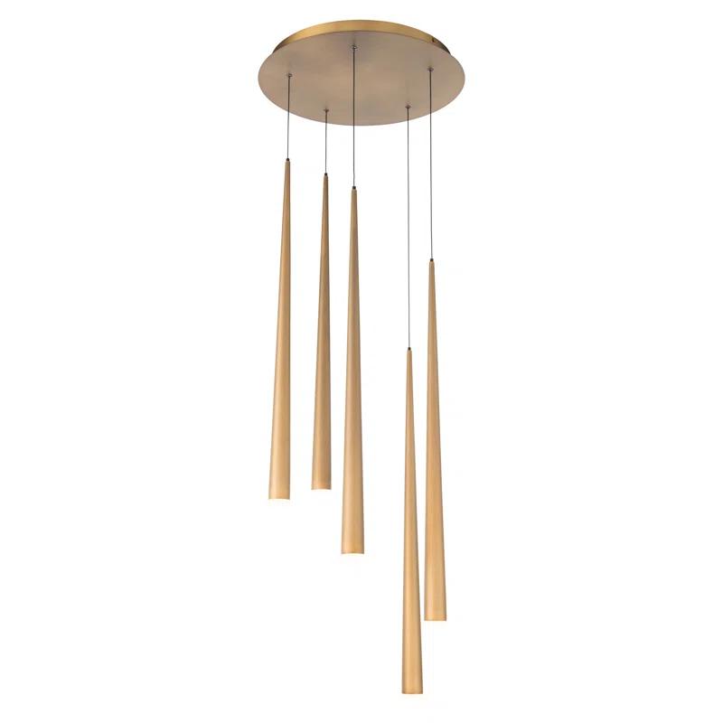 Cascade 5 - Light Aged Brass LED Cluster Pendant