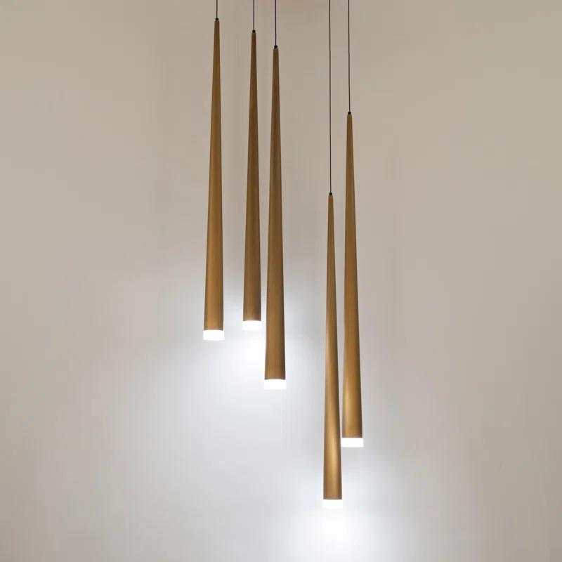 Cascade 5 - Light Aged Brass LED Cluster Pendant