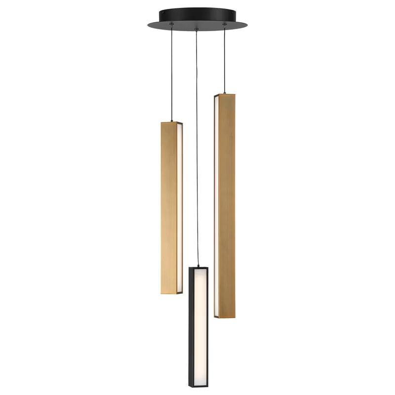 Aged Bronze & Black Aluminum LED Cluster Pendant - Modern Indoor/Outdoor Lighting