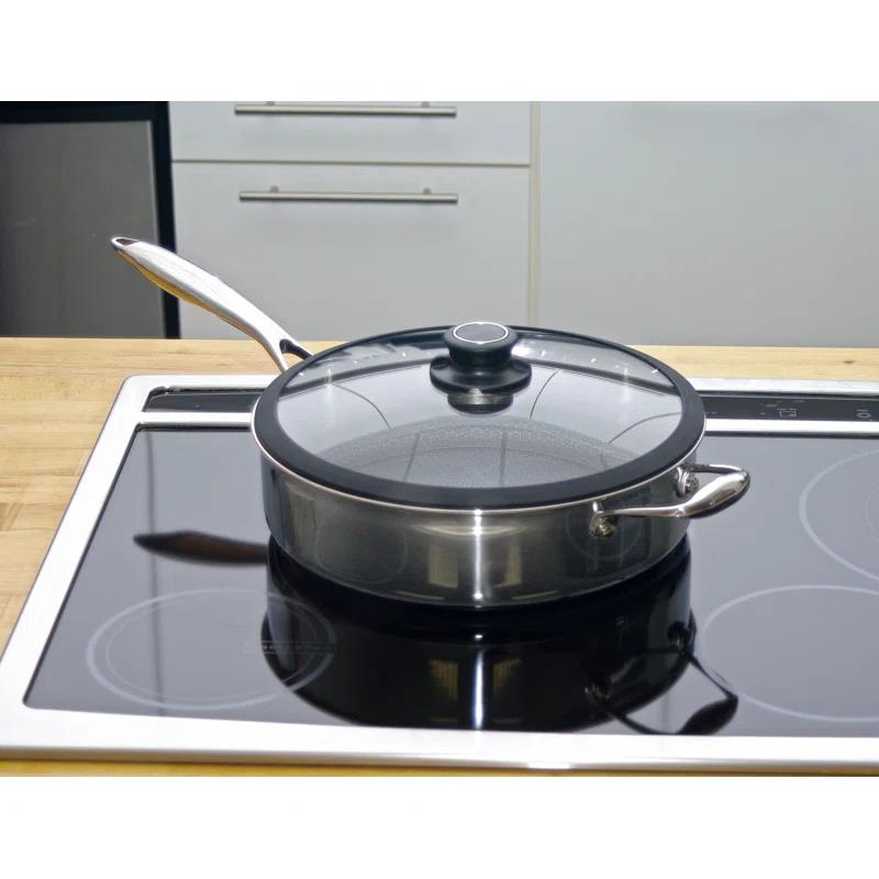 Black Cube by Frileing Hybrid Quick Release Stainless Steel 11" Saute Pan with Helper Handle and Lid