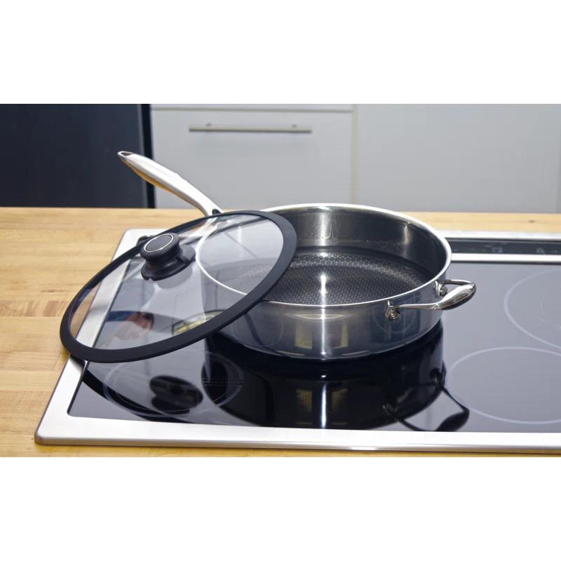 Black Cube by Frileing Hybrid Quick Release Stainless Steel 11" Saute Pan with Helper Handle and Lid