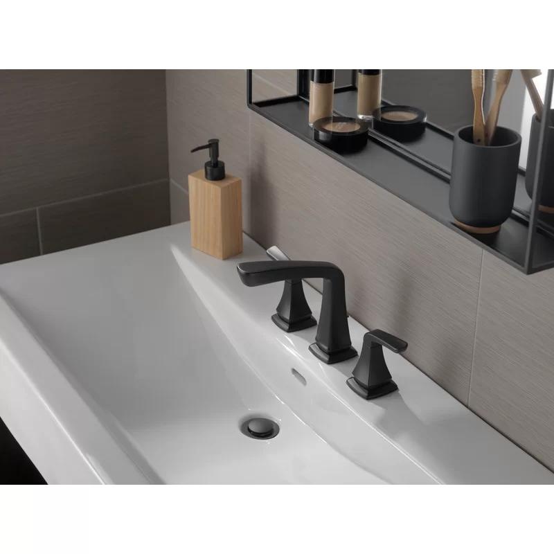 Delta Vesna Matte Black Widespread 2-Handle WaterSense Bathroom Faucet