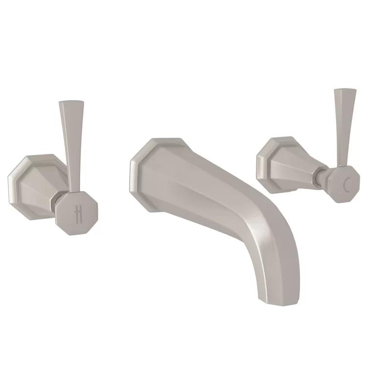 Polished Nickel Wall Mounted Widespread Bathroom Faucet