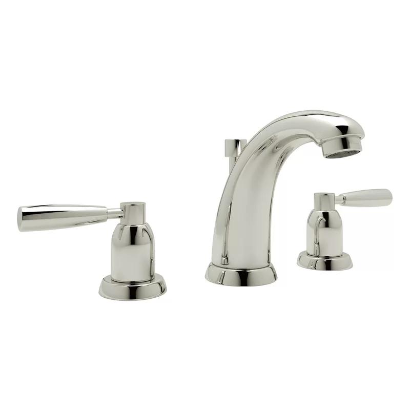 Elegant Transitional 5'' Polished Nickel Brass Widespread Faucet