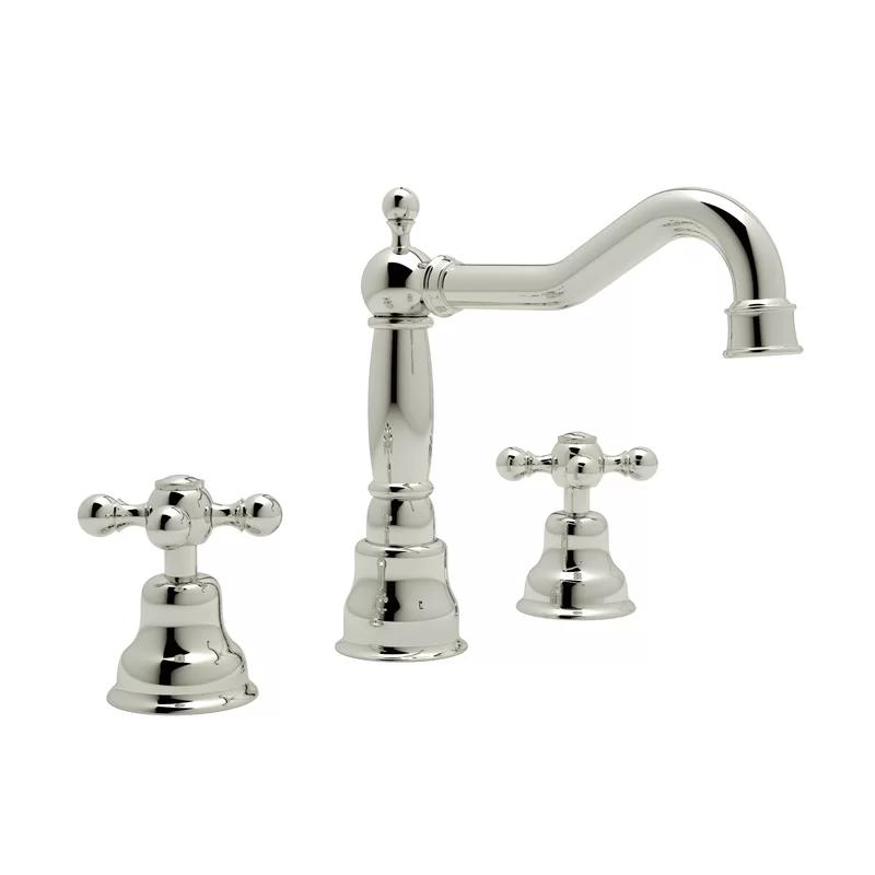 Elegant Traditional Polished Nickel 3-Hole Widespread Faucet with Porcelain Handles