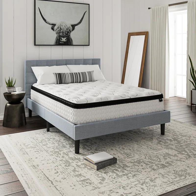 Modern White Queen Innerspring and Gel Memory Foam Mattress