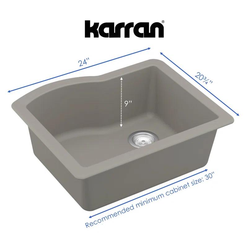 Karran Undermount Quartz Composite 24'' X 20-3/4'' Single Bowl Kitchen Sink