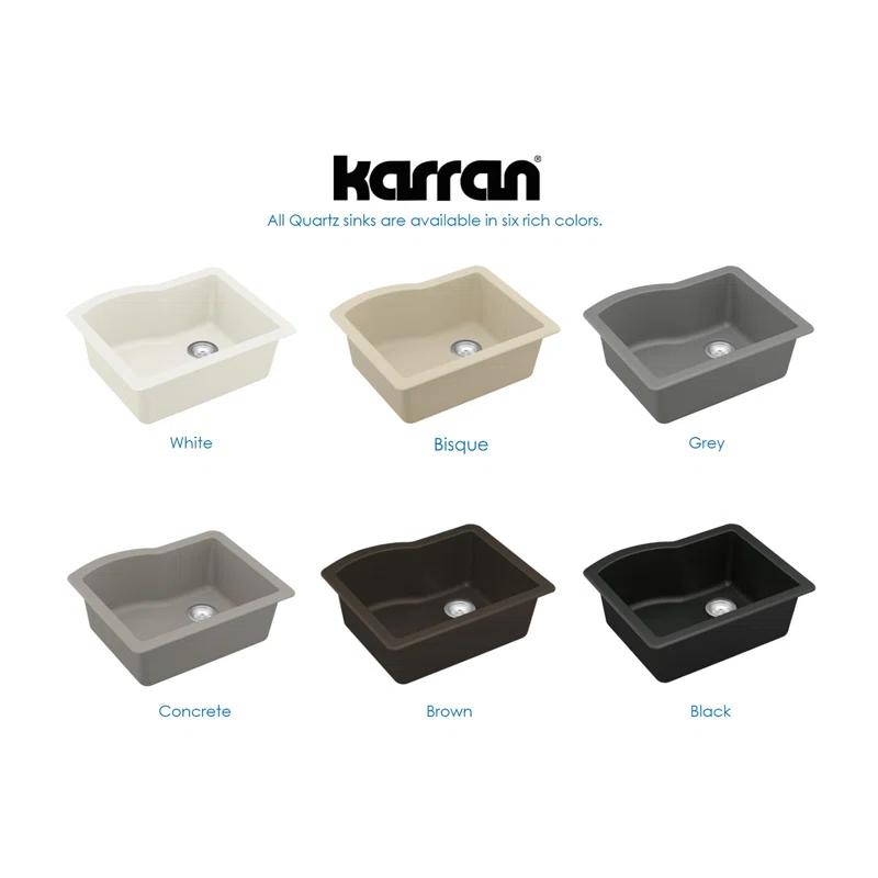 Karran Undermount Quartz Composite 24'' X 20-3/4'' Single Bowl Kitchen Sink