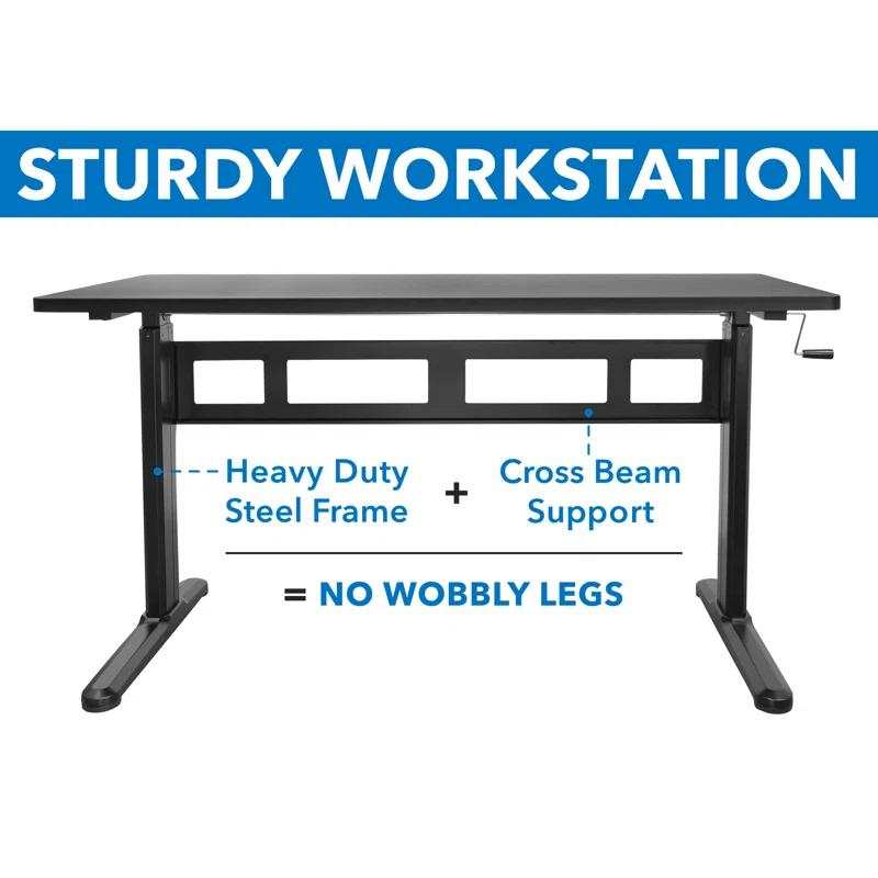 Mount-it Mount-It! Height Adjustable Hand Crank Sit-Stand Desk, Frame and Tabletop Included, 88 Lbs. Capacity