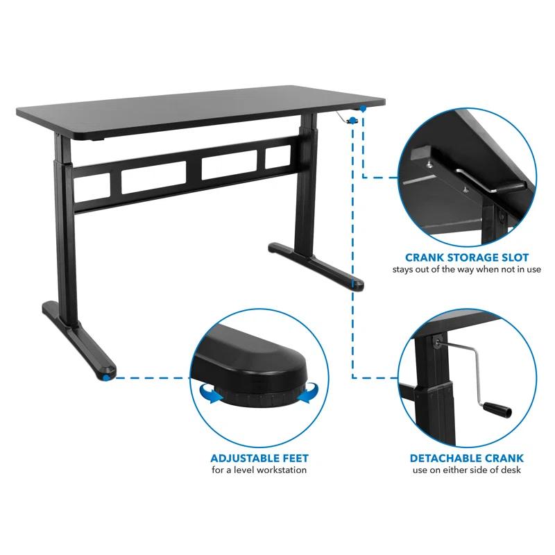 Mount-it Mount-It! Height Adjustable Hand Crank Sit-Stand Desk, Frame and Tabletop Included, 88 Lbs. Capacity