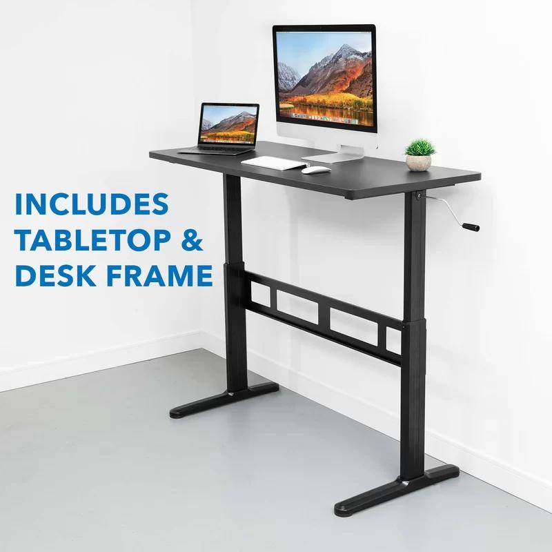 ErgoFlex 54'' Black Steel Manual Height Adjustable Desk