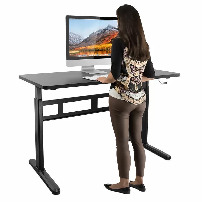 ErgoFlex 54'' Black Steel Manual Height Adjustable Desk