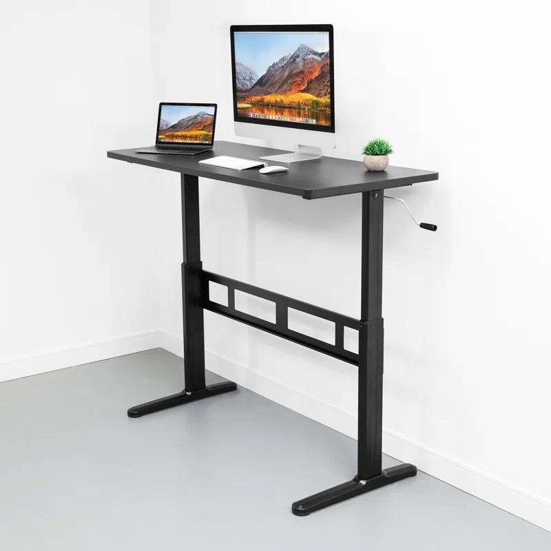 Mount-it Mount-It! Height Adjustable Hand Crank Sit-Stand Desk, Frame and Tabletop Included, 88 Lbs. Capacity