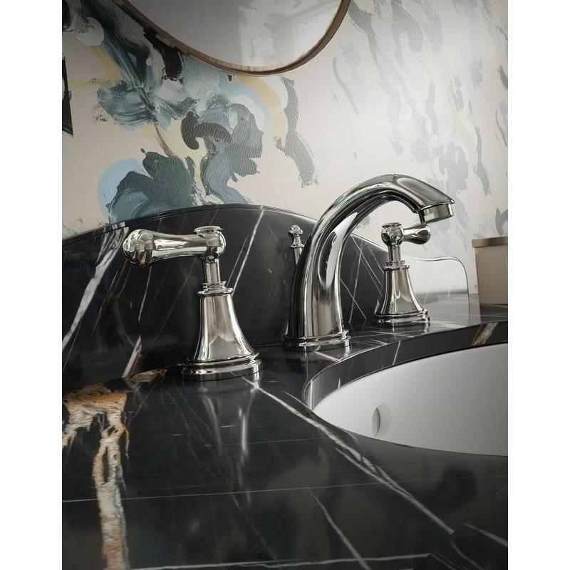 Elegant Georgian Classic 6'' Polished Nickel Widespread Bathroom Faucet