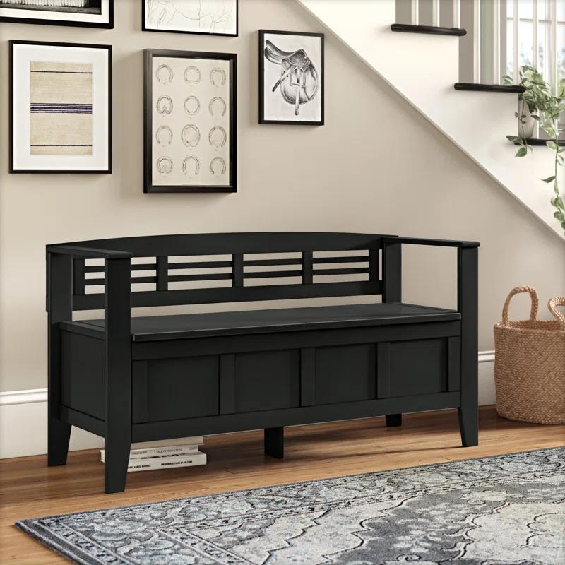 Simpli Home Adams Solid Wood Entryway Lift Top Storage Bench