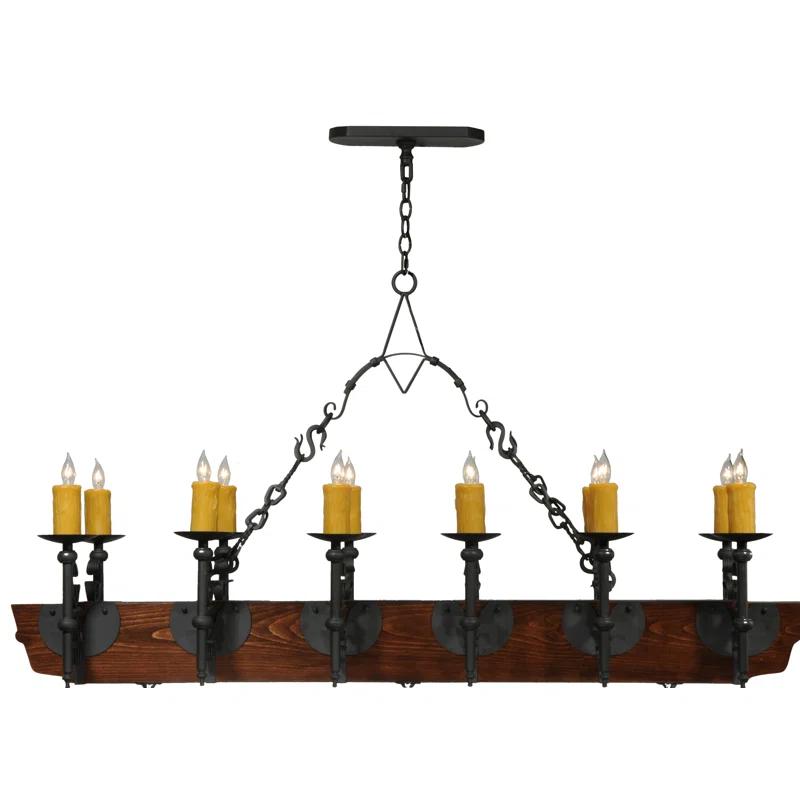 Rustic Lodge 15 - Light Dimmable Square / Rectangle Chandelier