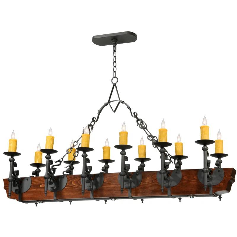 Rustic Lodge 15 - Light Dimmable Square / Rectangle Chandelier