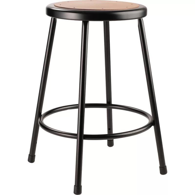 Sleek 24" Black Metal Industrial Backless Stool with Footring