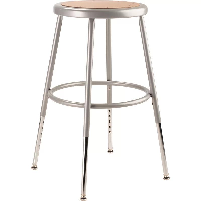 Adjustable Gray Metal Laboratory Swivel Stool with Footring