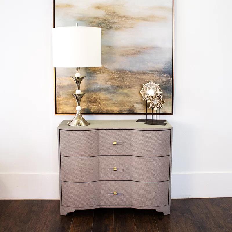 Plymouth 3-Drawer Matte Burl Dresser with Acrylic & Brass Accents