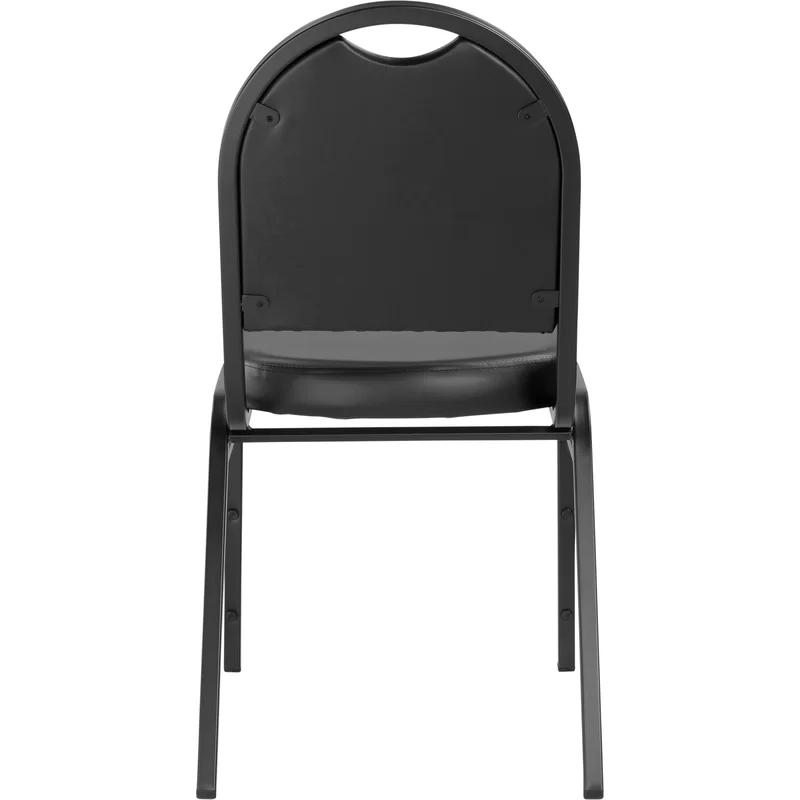 Panther Black Vinyl Armless Reception Chair with Metal Frame