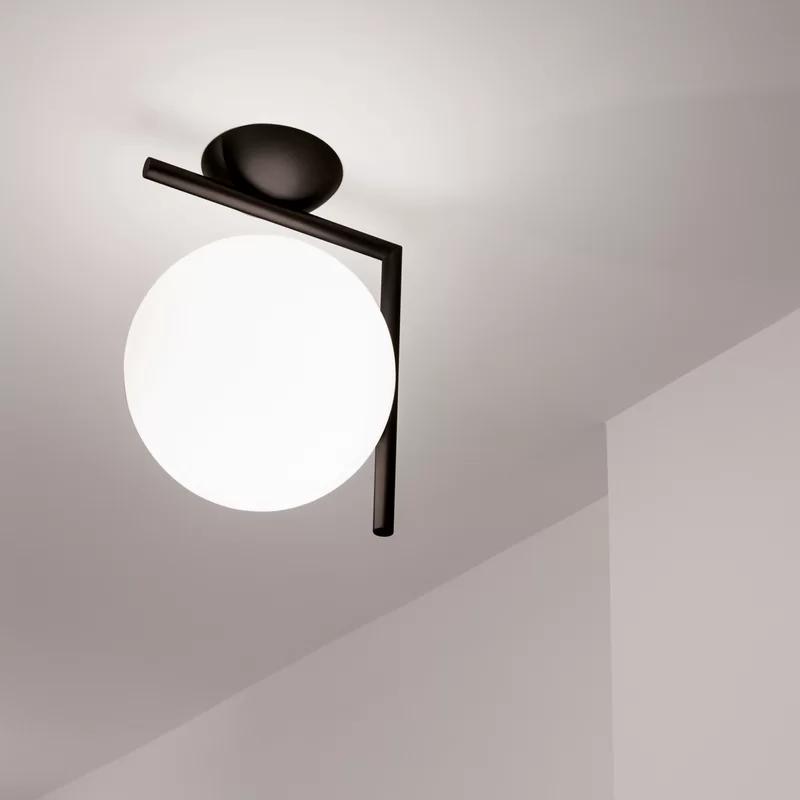IC Small Black Direct Wired Opal Glass Sconce by Michael Anastassiades