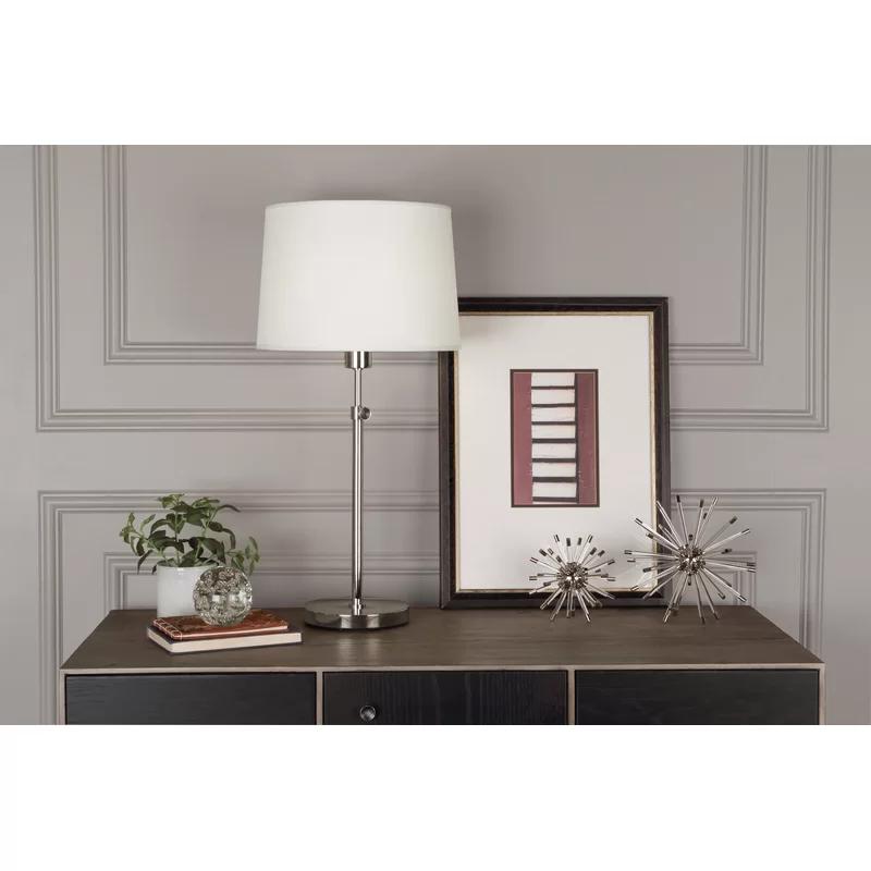 Polished Nickel Adjustable Buffet Lamp with Linen Shade