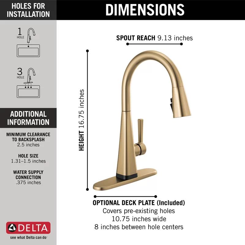 Champagne Bronze Touch-Control Kitchen Faucet with Pull-out Spray