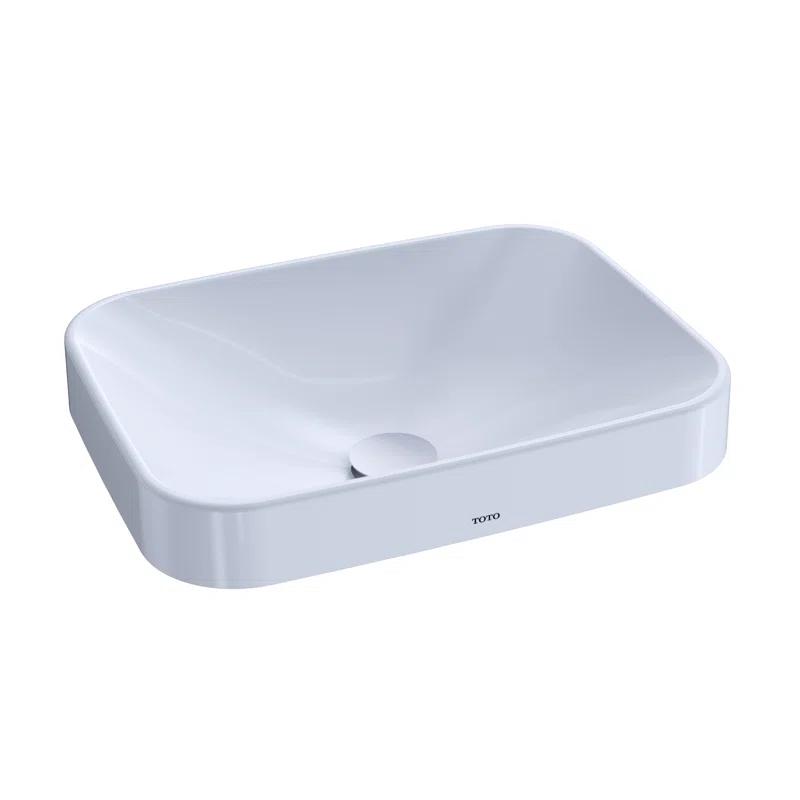 Arvina™ Vitreous China Rectangular Vessel Bathroom Sink with Overflow