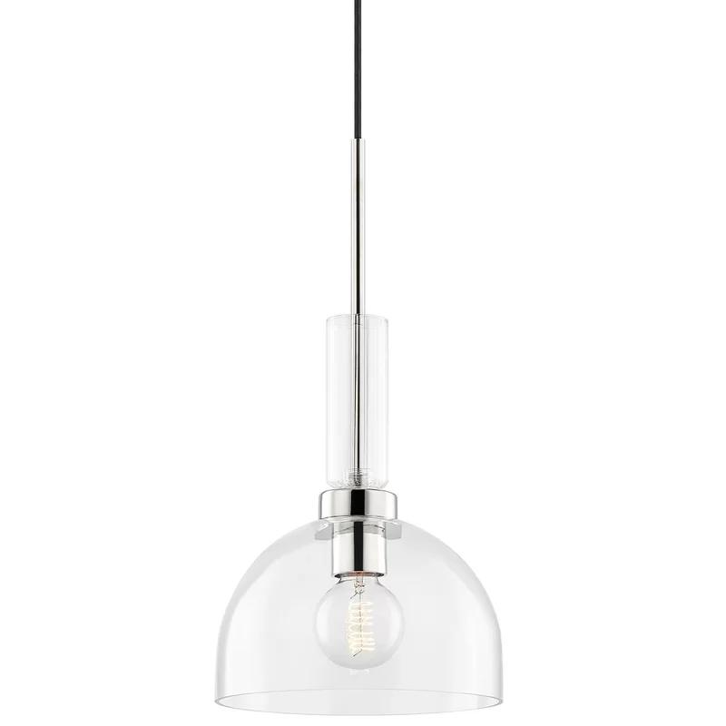 Tabitha Polished Nickel Globe Pendant with Clear Glass Shade