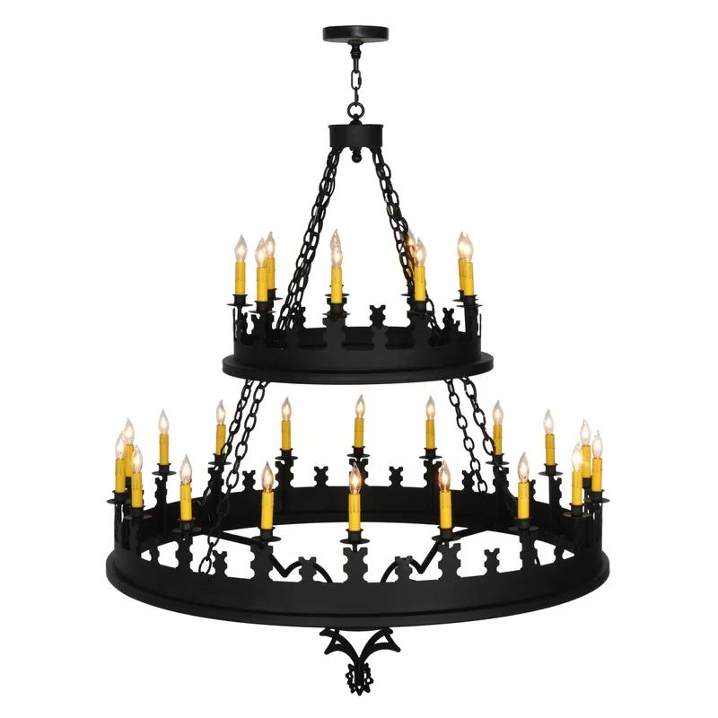 Gothic Rustic Black 27-Light Candle-inspired Chandelier