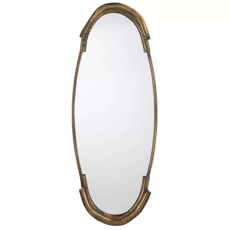 Margaux Oval Industrial Bronze Brass Accent Mirror