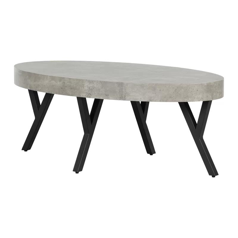 Urban Industrial Chic Oval Wood Coffee Table with Metal Legs