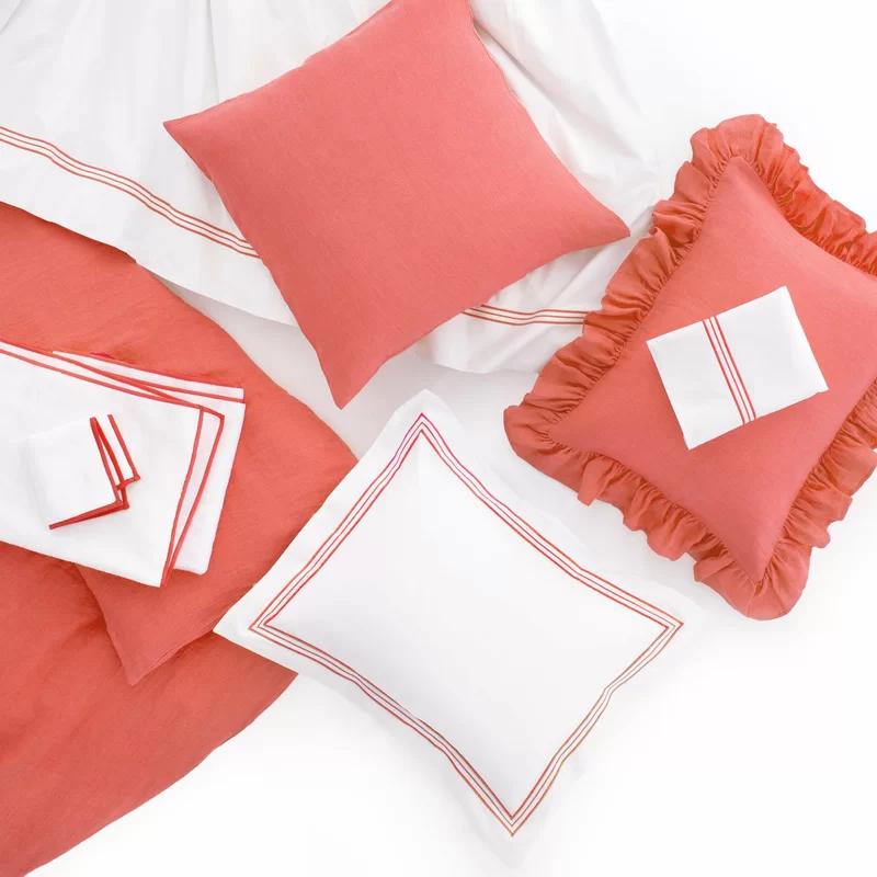 Luxury White/Coral Cotton-Polyester Blend Washcloth