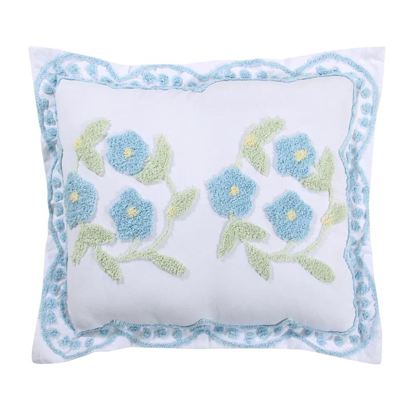 Bloomfield Floral Cotton Standard Sham in Dual-Tone Blue