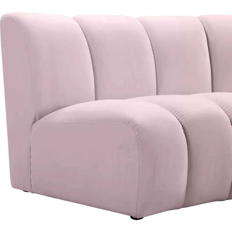 Luxurious Soft Pink Velvet 9-Piece Tufted Sectional Sofa