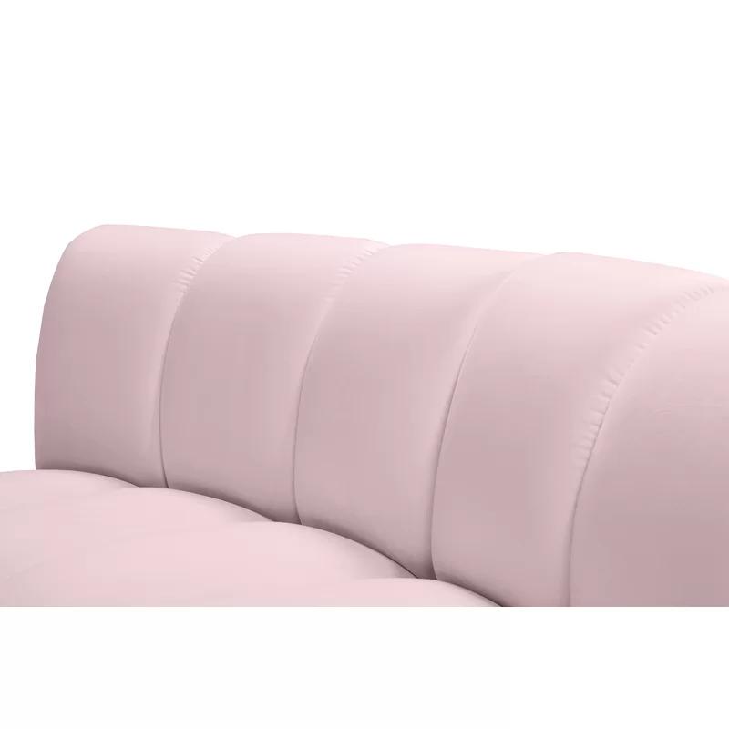 Luxurious Soft Pink Velvet 9-Piece Tufted Sectional Sofa
