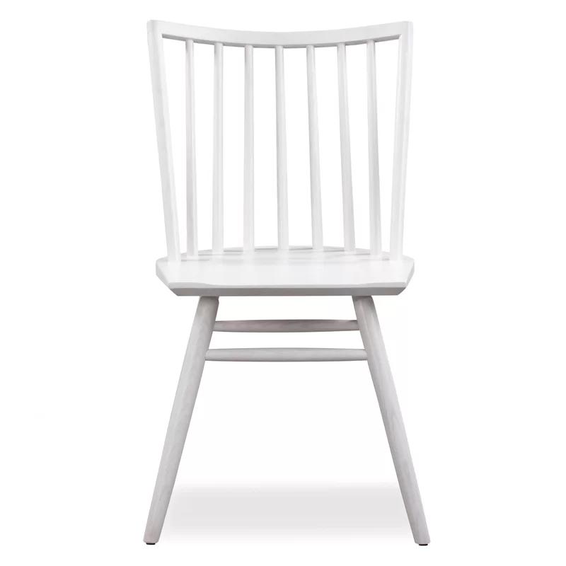 Contemporary Off-White Windsor Side Chair in Wire-Brushed Oak