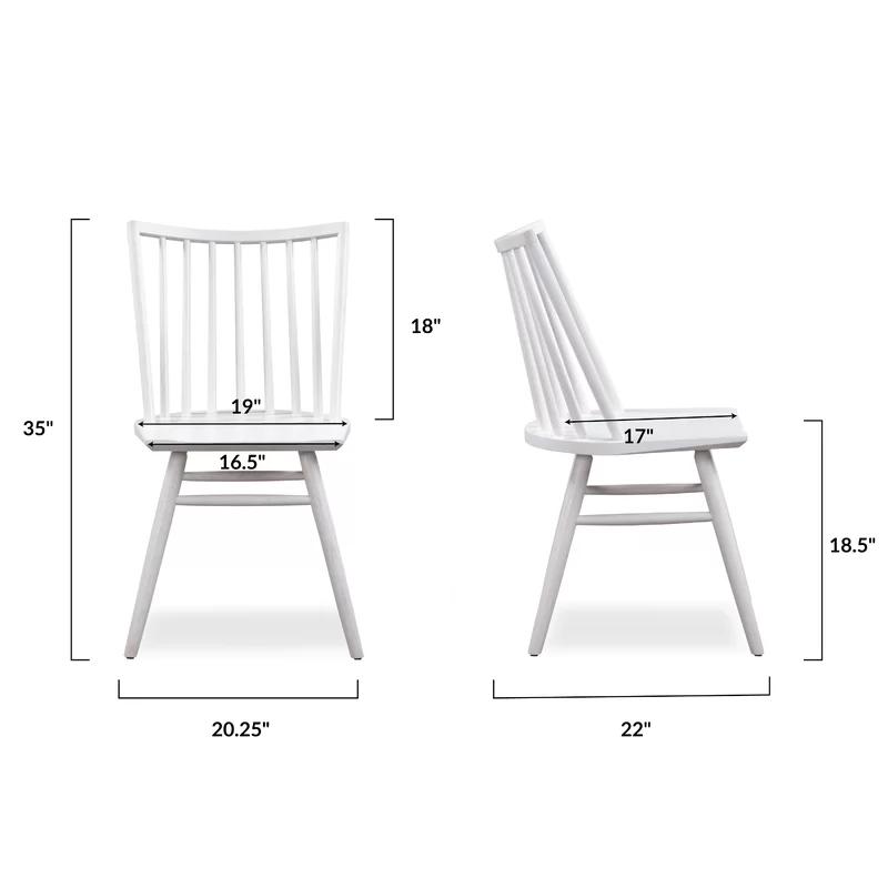 Contemporary Off-White Windsor Side Chair in Wire-Brushed Oak