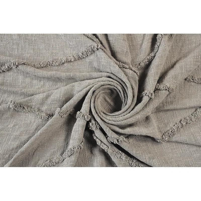 Evette Rios Sierra Handmade Woven Solid Color Fringed 100% Cotton Throw Blanket