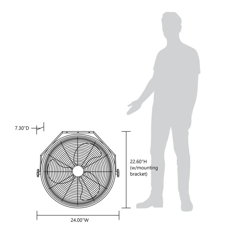 Newair Newair 20" High Velocity Wall Mount Fan, Heavy Duty Waterproof Outdoor Fan, Adjustable Tilt and 3 Speeds up to 4650 CFM, Pull Chain Switch