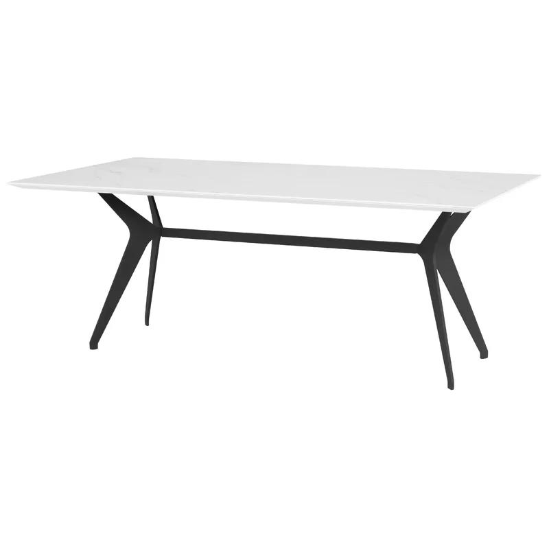 Contemporary Black and White 94" Round Ceramic Dining Table