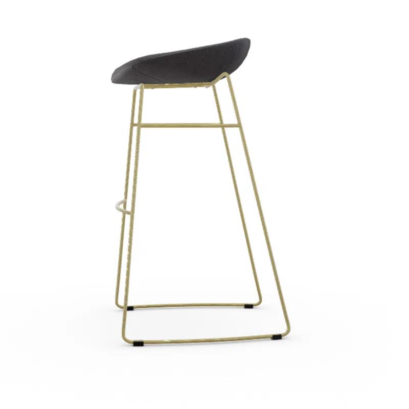 Palm Upholstered Backless Stool with Metal Frame