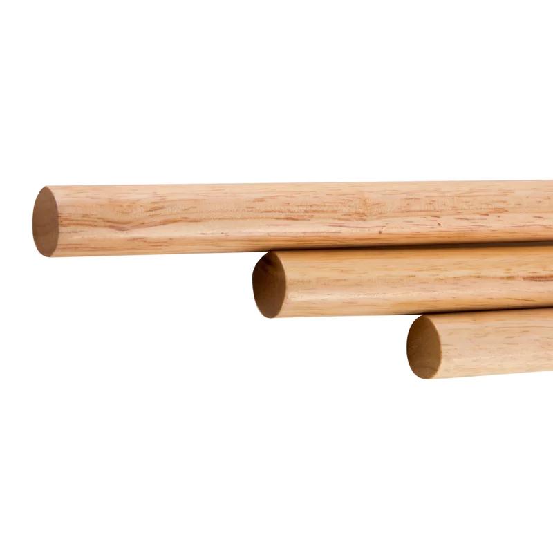 Elegant 16" Rubberwood Triple Arm Towel Bar in Natural Finish