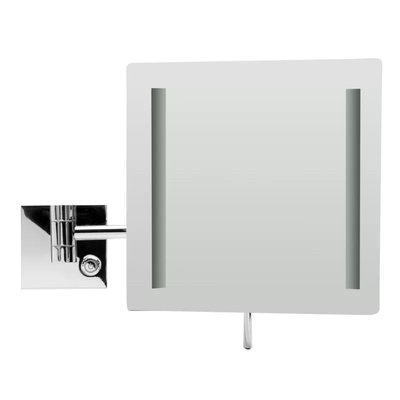 Polished Chrome Square Frameless LED Magnifying Wall Mirror