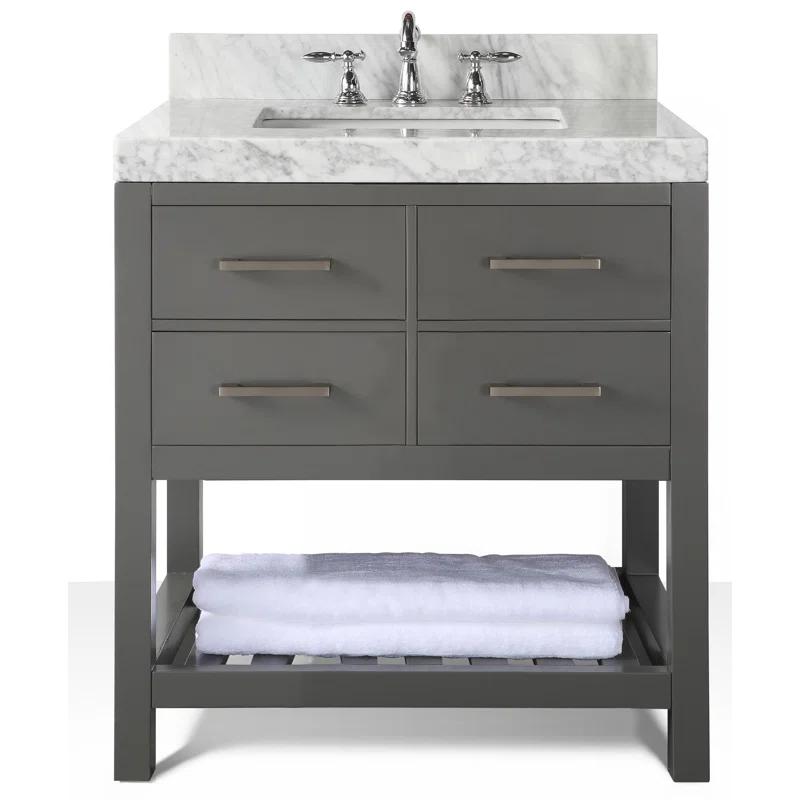 Carrie 36'' Single Bathroom Vanity with Carrara Marble Top