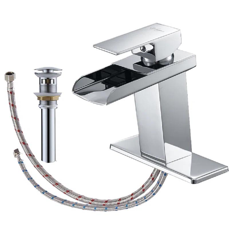 Polished Chrome Waterfall Single-Handle 6.61" Bathroom Faucet